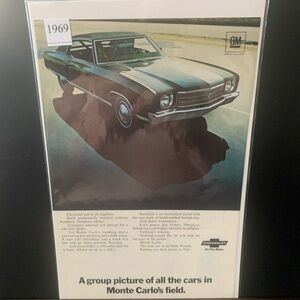 Vintage 1969 Chevrolet Chevy Monte Carlo Group Picture Ad Advertisement